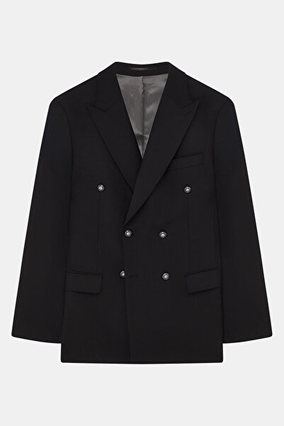 W Collection SİYAH DÜZ KRUVAZE RELAX FIT CEKET