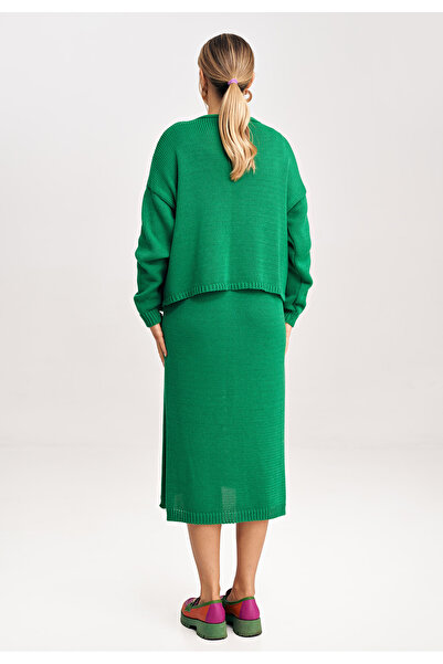 Figl Women's knitted set, green dress with bolero M997, universal size