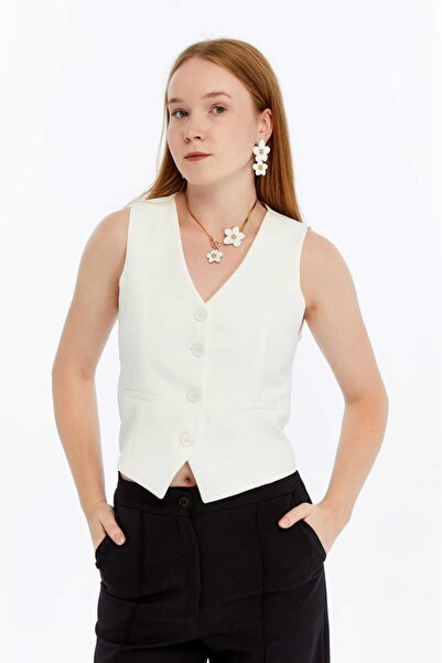 l o v m i Жіночий жилет з V-подібним вирізом, облягаючий силует, з підкладкою Premium