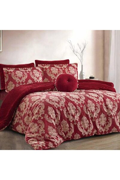 Alhabib bedding Pearl Winter Double Jacquard Bedspread, Burgundy, 7 Pieces