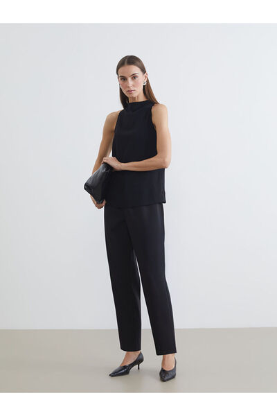 LC Waikiki Black Elastic Waist Women's Trousers