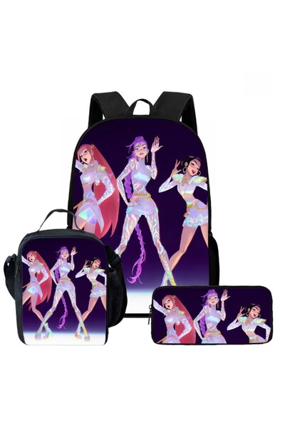 NO BRAND كيه-بوب، حقيبة ظهر صائدي الساحرات، طقم سفر عادي من 3 قطع، الصورة 6