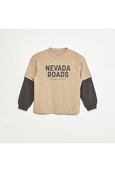 KİABİ T-shirt with double sleeves BEIGE