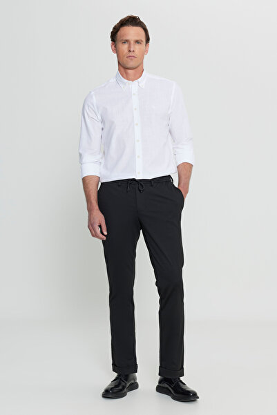 ALTINYILDIZ CLASSICS Ανδρικό μαύρο Slim Fit Slim Fit με δεμένη πλαϊνή τσέπη ελαστικό casual παντελόνι