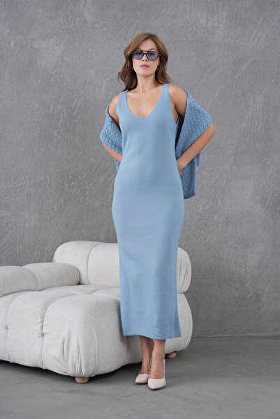 Park Karon Women's Boat Neck Knit Detail Blouse Dress Two-Piece Trko Set