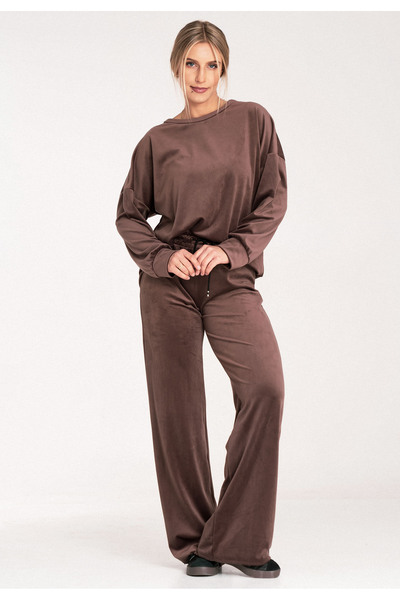 Figl Velvet tracksuit for women - Velvet set for women - brown tracksuit M1100 size L/XL