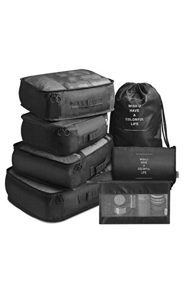 Generic 7-Piece Travel Packing Cubes Organizer Set - Black