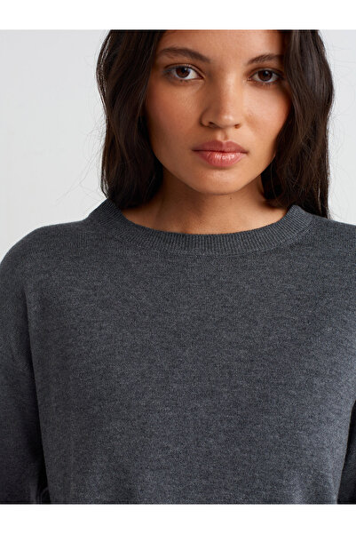 Dilvin Crew Neck Wool Basic Knit Sweater