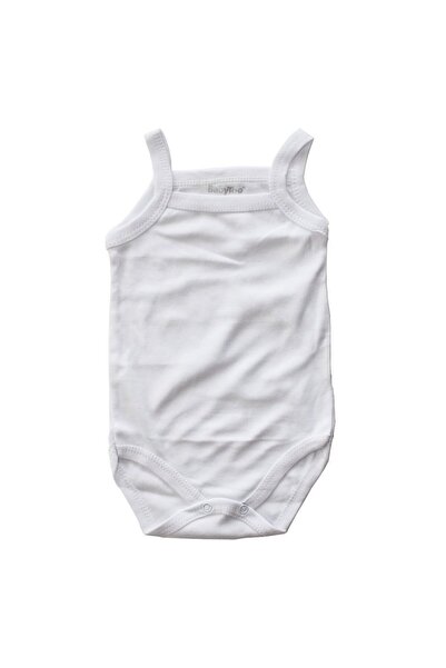 bebegen Unisex White String Strap Snap Fastener Bodysuit