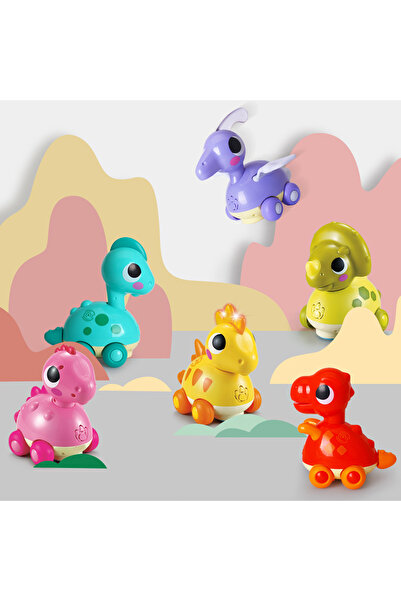 Ominii 6 Pcs Cute Cartoon Dinosaur Pull-Back Inertia Car Kids Toy Kindergarten Activities Gifts