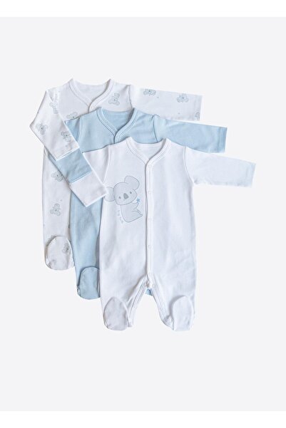 kitikate Organic Cute Koala 3-Piece Booties Romper Blue
