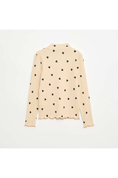 KİABİ Cotton Ribbed Turtleneck Top BEIGE