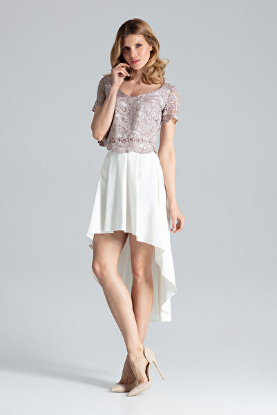 Figl Blouse and skirt set - lace top - asymmetric skirt - beige ecru M641 size L