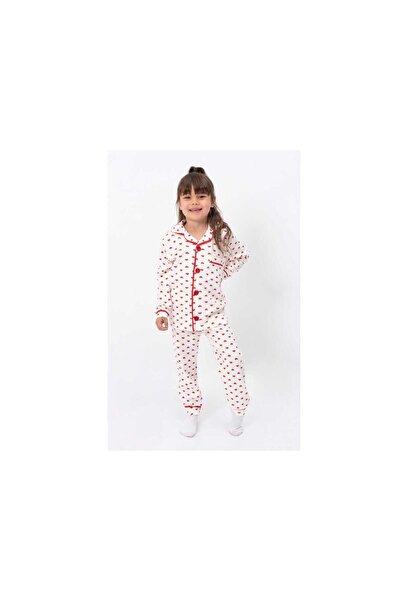 ESKİŞEHİR YUMURCAK Girl's Heart Patterned Pajama Set