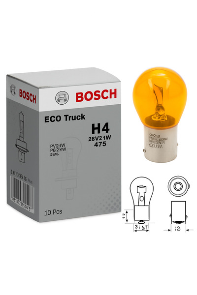 Bosch 1987302866 24V 21W PY21W Turuncu Sinyal Ampulü - Çapraz Tırnak (10'lu P...