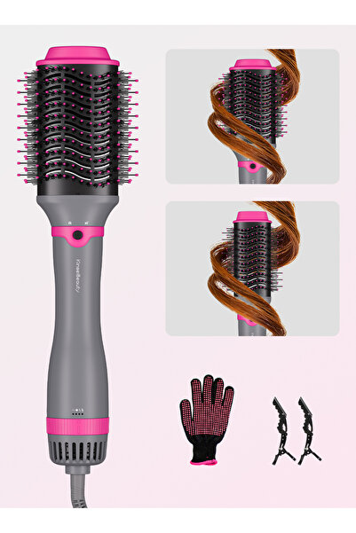 KINSEI BEAUTY فرشاة هواء ساخن 2 في 1 تعمل بالأيونات السالبة بقوة 1200 واط وفر...