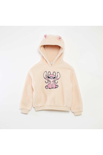 KİABİ Stitch Fleece Hoodie with Ear Detail PINK