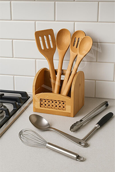 NEWNOW Suport din bambus Hazeranlı |   Organizator pentru linguri, spatule și...