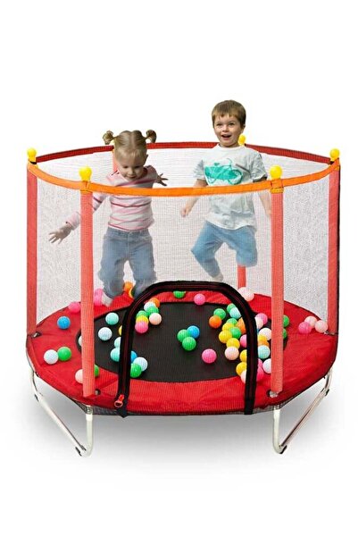 hibobi Kids Trampoline,Children's Indoor Home Trampoline Bouncing Bed With Guard Net 140x140x120cm Red