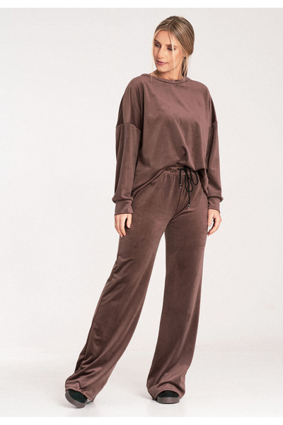 Figl Velvet tracksuit for women - Velvet set for women - brown tracksuit M1100 size L/XL