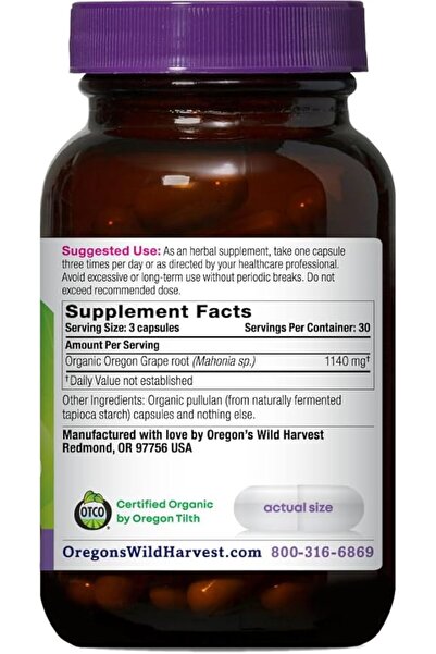 Oregons Wild Harvest Oregon's Wild Harvest Organic Oregon Grape Capsules, 90 Count