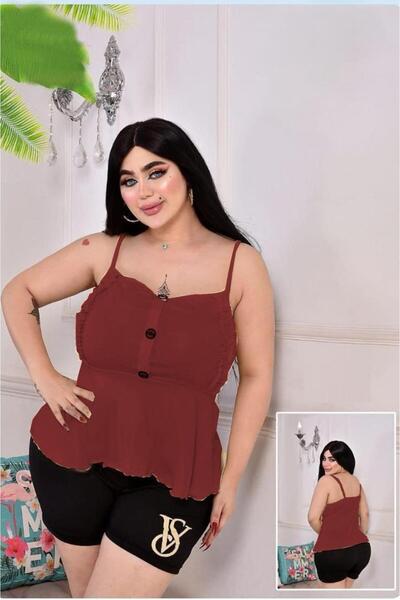 Nice Model Plus Size Ruffle Hem Cami Top with Button Front | Summer Peplum Blouse for Curvy Women