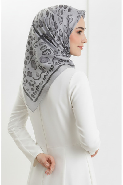 sefamerve Κασκόλ με σχέδιο κεχριμπαρένιο 70326-06 Γκρι