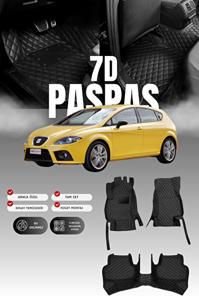 stiloto سجادة أرضية جلدية لسيارة سيات ليون كوبرا (2006-2012) طراز 7D |   حماي...