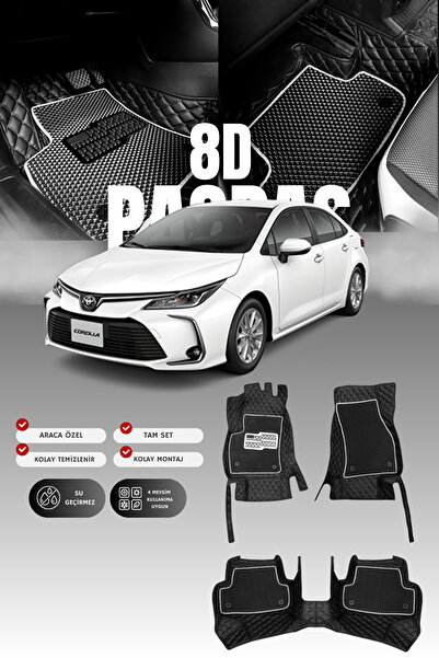 stiloto Toyota Corolla Hibrit (2019 ve sonrası) 8D Deri Havuzlu Oto Paspas | ...
