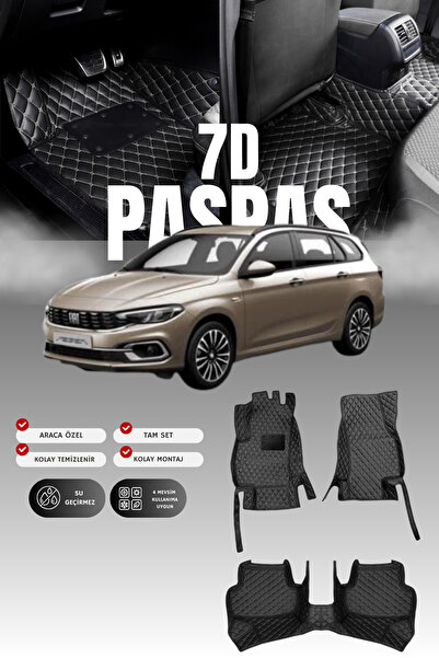 stiloto Fiat Egea Station Wagon (2016-2020) 7D Leather Pool Auto Floor Mat | ...