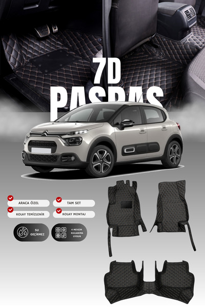 stiloto سجادة أرضية جلدية للسيارة ستروين سي3 إيركروس (2017-2023) بتصميم حوض س...