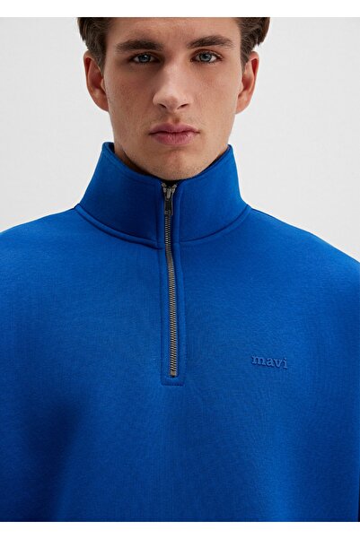 Mavi logo cu fermoar pe jumătate cu imprimeu Loose (fit loose confortabil croială ) swea tricou