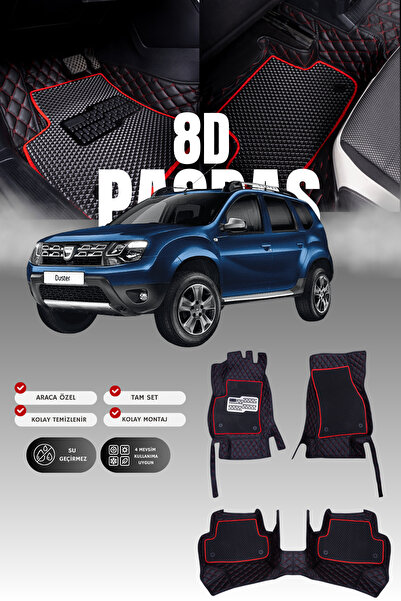 stiloto Dacia Duster (2010-2017) 8D Deri Havuzlu Oto Paspas | Tam Koruma,Arac...