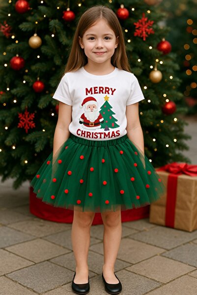 MadyaButik Christmas Party Girls' Green Tutu Costume Skirt