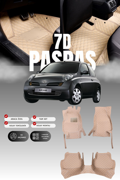 stiloto Nissan Micra (2005-2010) 7D Deri Havuzlu Oto Paspas | Tam Koruma,Arac...