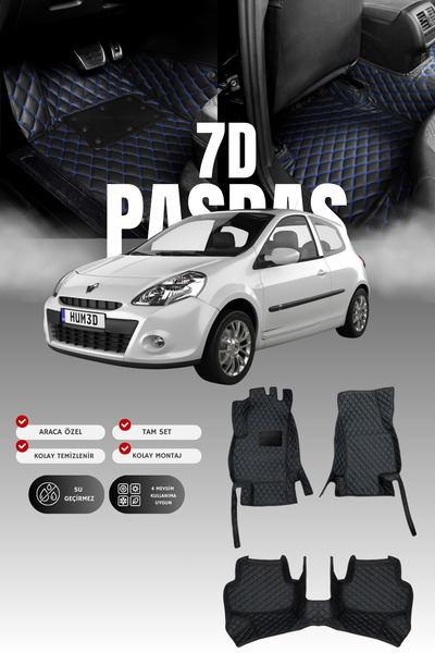 stiloto دواسة سيارة جلدية لرينو كليو 3 هاتشباك (2005-2012) 7D |   حماية كاملة