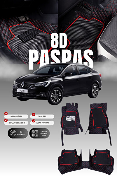 stiloto سجادة أرضية للسيارة من الجلد من نوع 8D لسيارة رينو تيلانت (2021 وما ب...