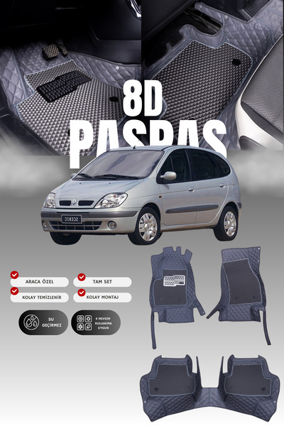 stiloto سجادة أرضية للسيارة من الجلد لرينو سينيك 1 (1997-2003) 8D |   حماية ك...