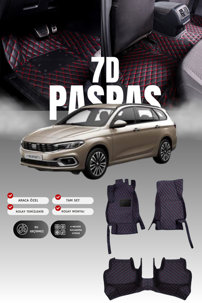 stiloto Fiat Egea Station Wagon (2016-2020) 7D Leather Pool Auto Floor Mat | ...