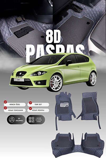 stiloto سجادة أرضية جلدية لسيارة سيات ليون كوبرا (2006-2012) طراز 8D |   حماي...