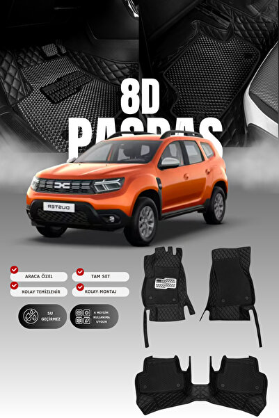 stiloto Dacia Duster (2017 ve Sonrası) 8D Deri Havuzlu Oto Paspas | Tam Korum...