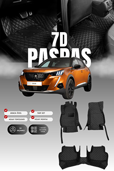 stiloto Peugeot 2008 (2019 ve sonrası) 7D Deri Havuzlu Oto Paspas | Tam Korum...