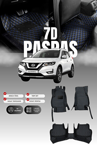 stiloto سجادة أرضية جلدية للسيارة نيسان إكس-تريل (2014-2021) بتصميم 7D |   حم...