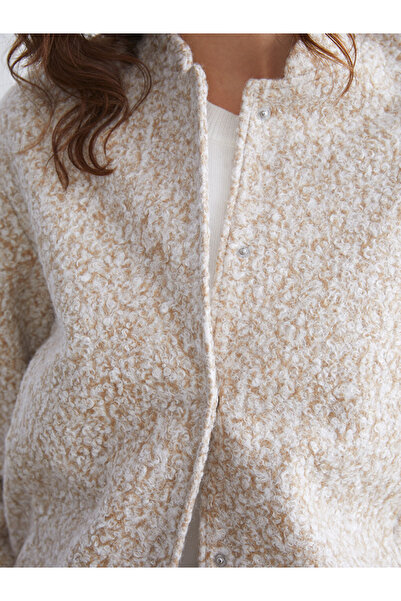 LC Waikiki Vision Beige Mock Neck Women's Cashmere Jacket