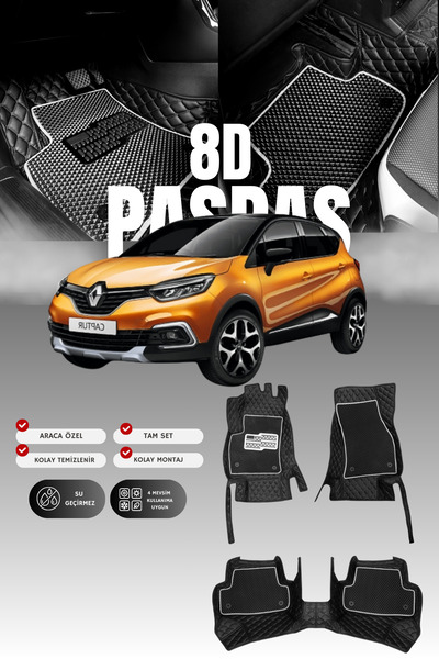 stiloto سجادة أرضية جلدية للسيارة رينو كابتشر (2013-2019) 8D |   حماية كاملة،...