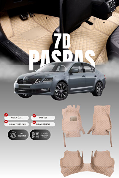 stiloto Skoda Octavia (2012-2019) 7D Deri Havuzlu Oto Paspas | Tam Koruma,Ara...