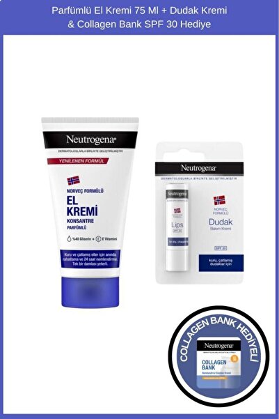 Neutrogena Parfümlü El Kremi 75 Ml + Dudak Kremi & Collagen Bank Şase Hediye