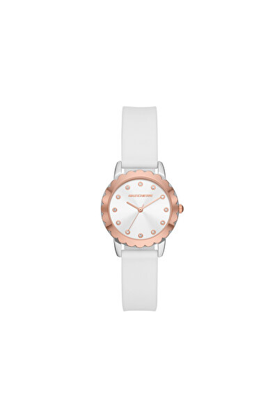 SKECHERS Unisex White Watch with Scalloped Bezel