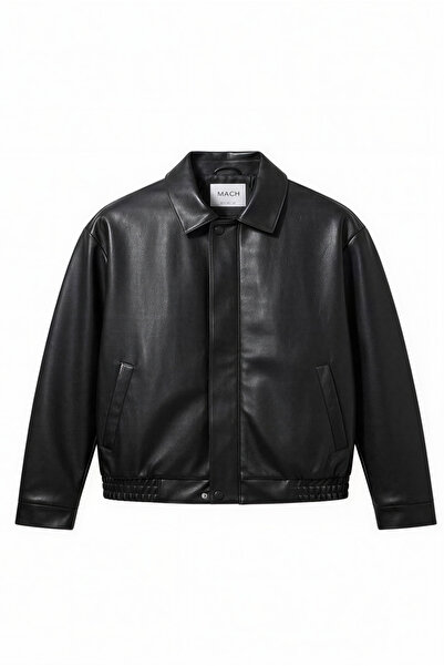 Mach سترة جلدية رجالية قصة فضفاضة فاخرة من الجلد الفرو من الداخل