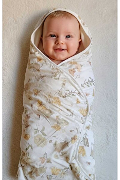 PAMUK HANIM منشفة استحمام قطنية مزدوجة الاستخدام للأطفال الرضع من الجنسين، منشفة قطنية ممشطة كريمية / فأر